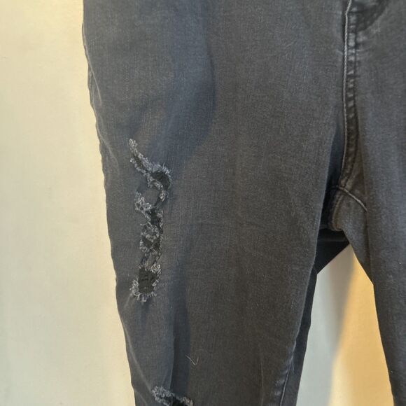 Lane Bryant Skinny Ankle Jeans Size 20 Black Mid-Rise -Stretch Distressed Y2K - Picture 4 of 12
